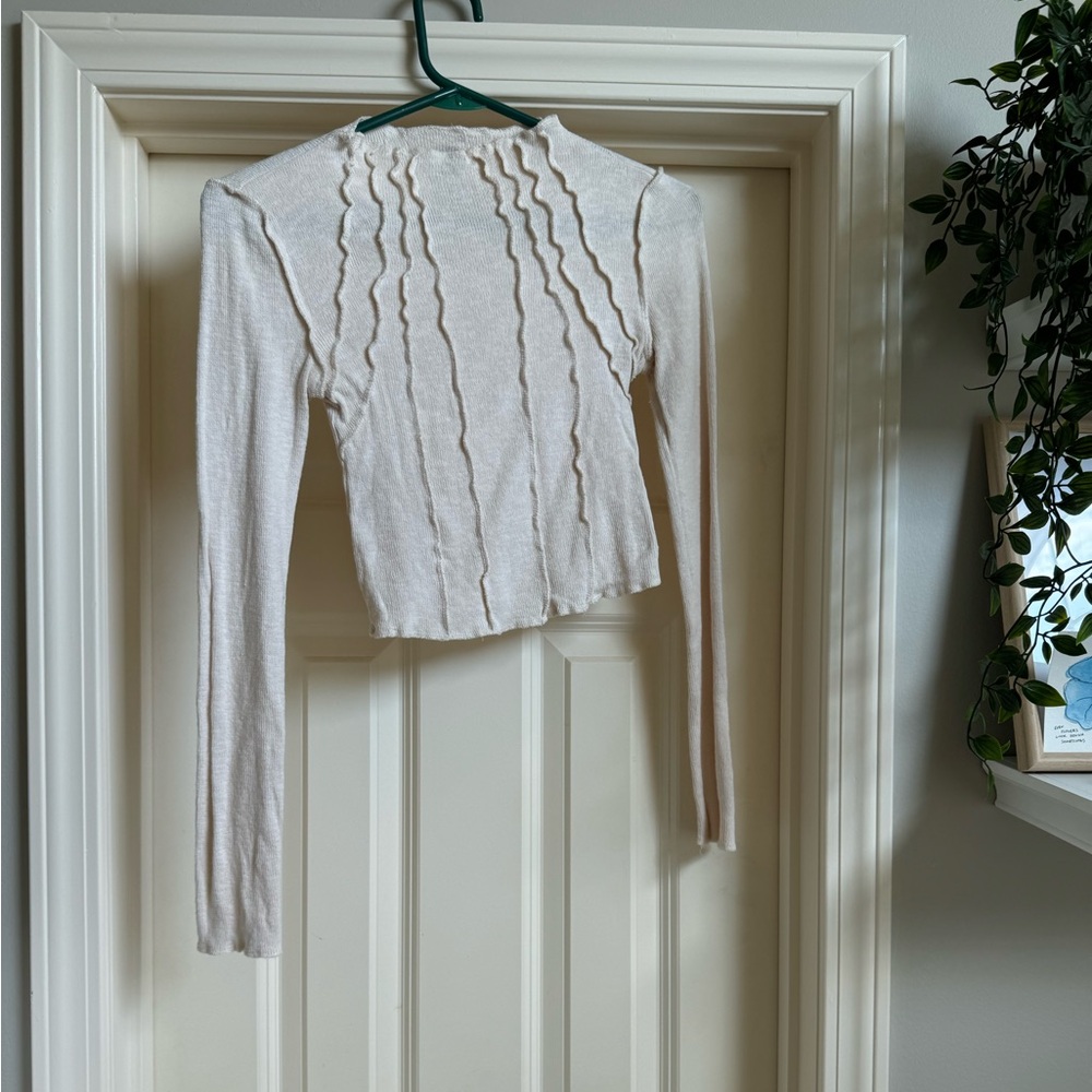 BDG Mock Neck Cream Top